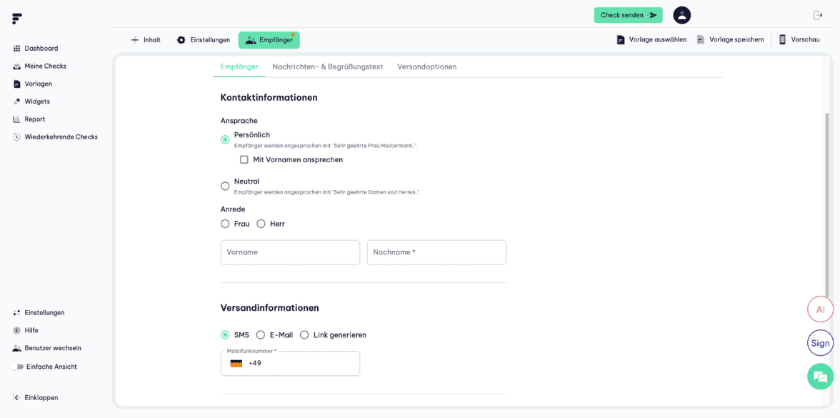 Flixcheck-Oberfläche: Omnichannel