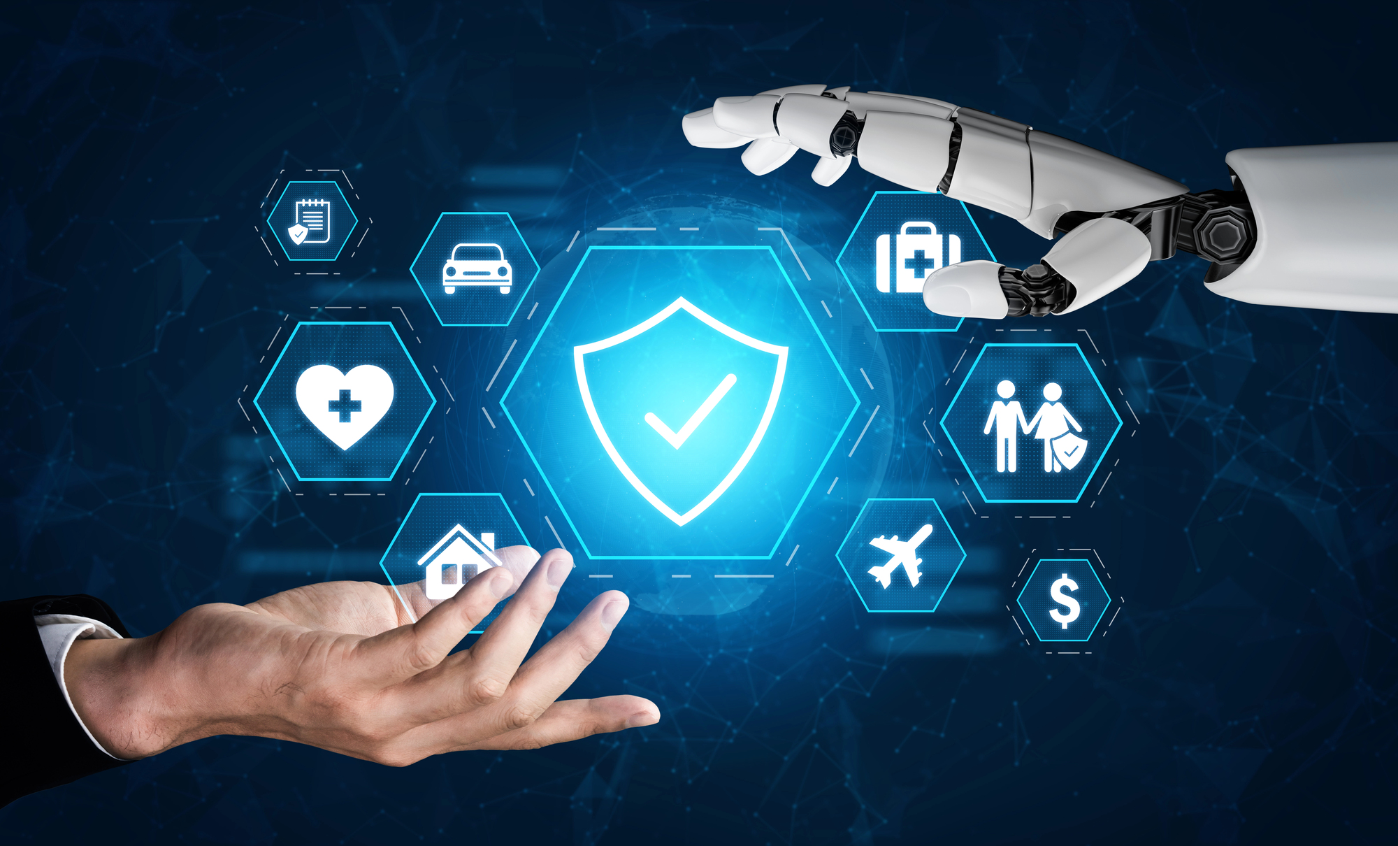 Darstellung der künstlichen Intelligenz als Hand in Verbindung mit Kundenkommunikation